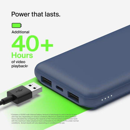 Belkin BoostCharge 10K Portable Power Bank – 15W, USB-C & Dual USB-A