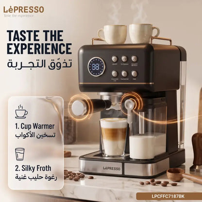 Lepresso Marzette Coffee Maker with Milk Tank - Black