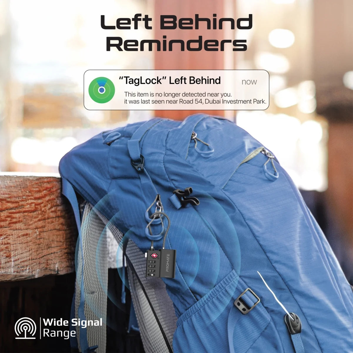 Promate TSA Luggage Lock with Smart Precision Tracking Tag, works with Find My App