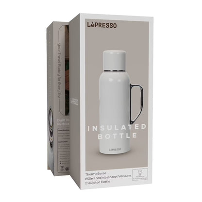 LePresso ThermoSense 850mL Stainless Steel Vacuum Insulated Bottle with Mechanical Temperature Gauge