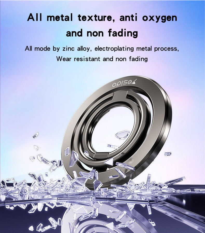 Yesido C206 Zinc Alloy 180 Degree Dlip And Fold Built-in N52 Double Ring Metal Folding Ring Phone Holder