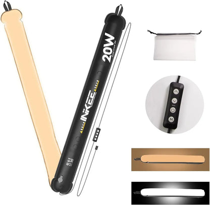 INKEE Gold Crow GC12 / GC20 Bi-Color LED Video Light – 2700K–6500K, CRI 95+, Waterproof IP66, Flexible Design, Built-In Battery