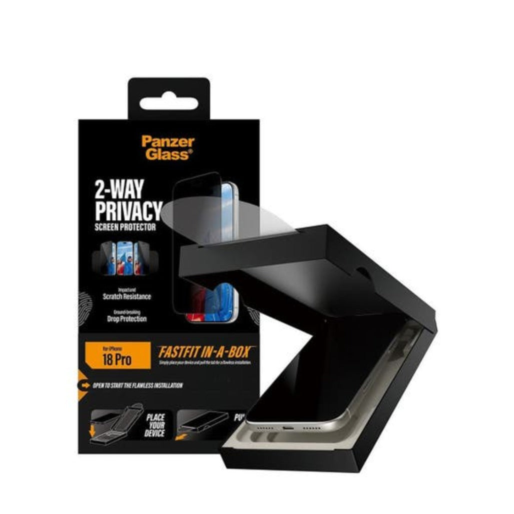 PanzerGlass 2-Way Privacy Screen Protector iPhone 18 Pro/18 Pro Max w. FASTFIT IN-A-BOX
