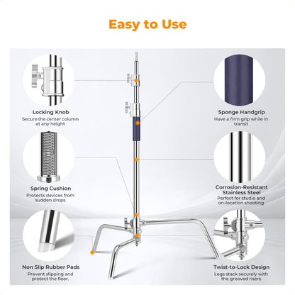 K&F CONCEPT Heavy Duty C Stand - 10.8ft/330cm
