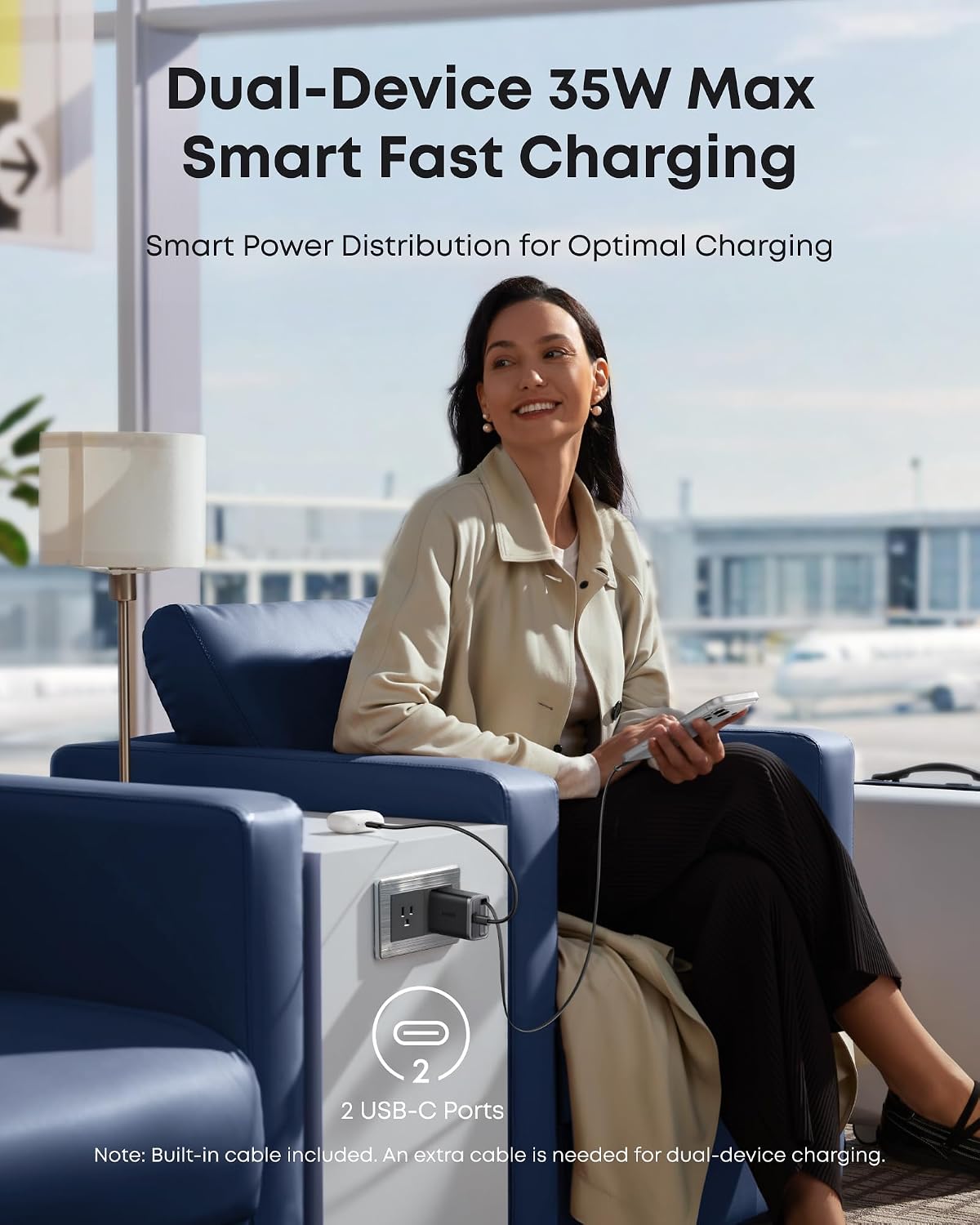 Anker Nano Charger 35W with Built-In Retractable USB-C Cable