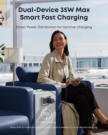 Anker Nano Charger 35W with Built-In Retractable USB-C Cable