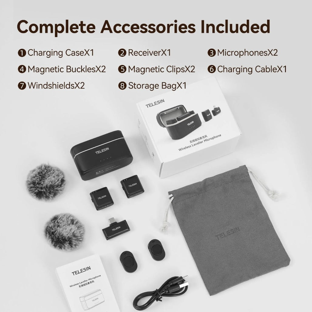 TELESIN Mobile Button Microphone - Wireless Lavalier Microphone