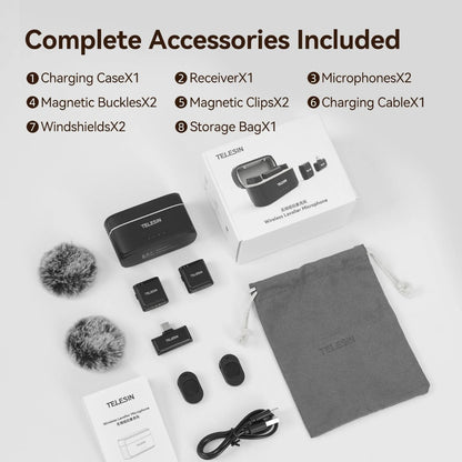 TELESIN Mobile Button Microphone - Wireless Lavalier Microphone