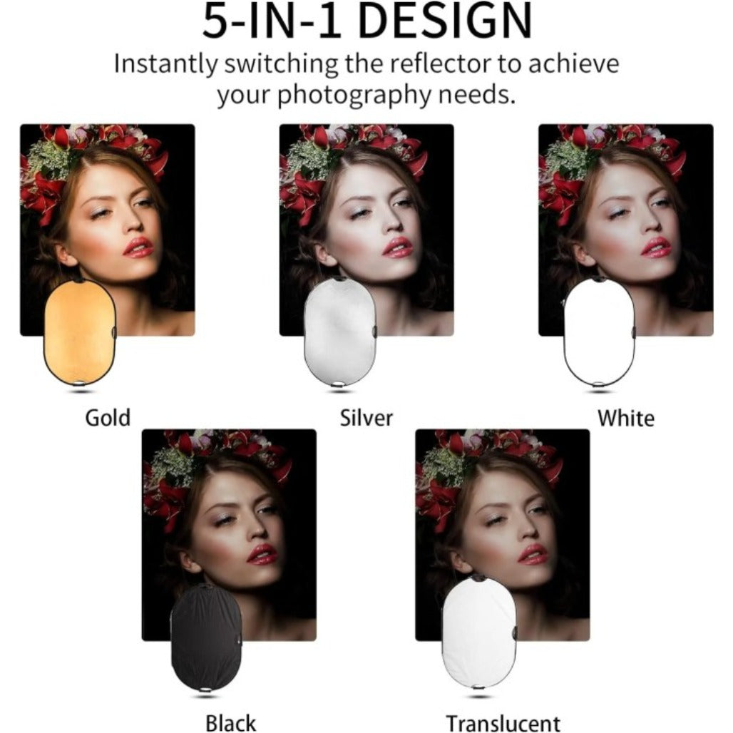 5 in 1 Oval Reflector 80x120cm