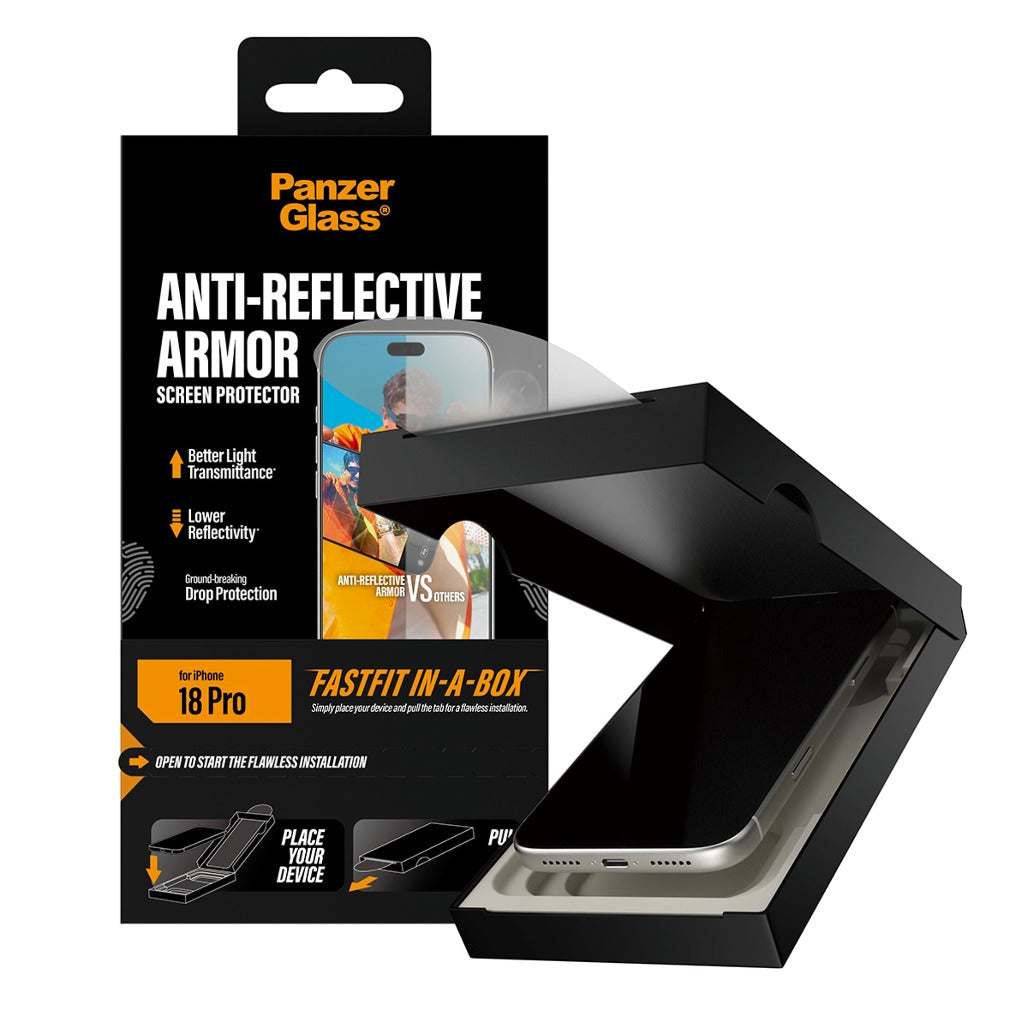 PanzerGlass Anti-reflective Armor Screen Protector iPhone 18 Pro /18 Pro Max w. FASTFIT IN-A-BOX