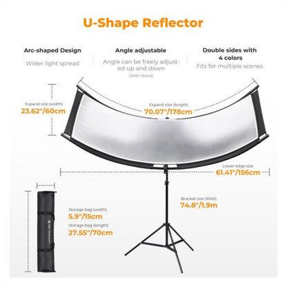 K&F Curved Reflector - 180x60cm with 1.9m Stand