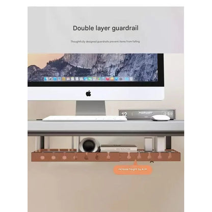 Kaloc Under‑Desk Cable Management Tray 40×14×4 cm, Clamp‑Mount No‑Drill, Cable & Power Strip Organizer