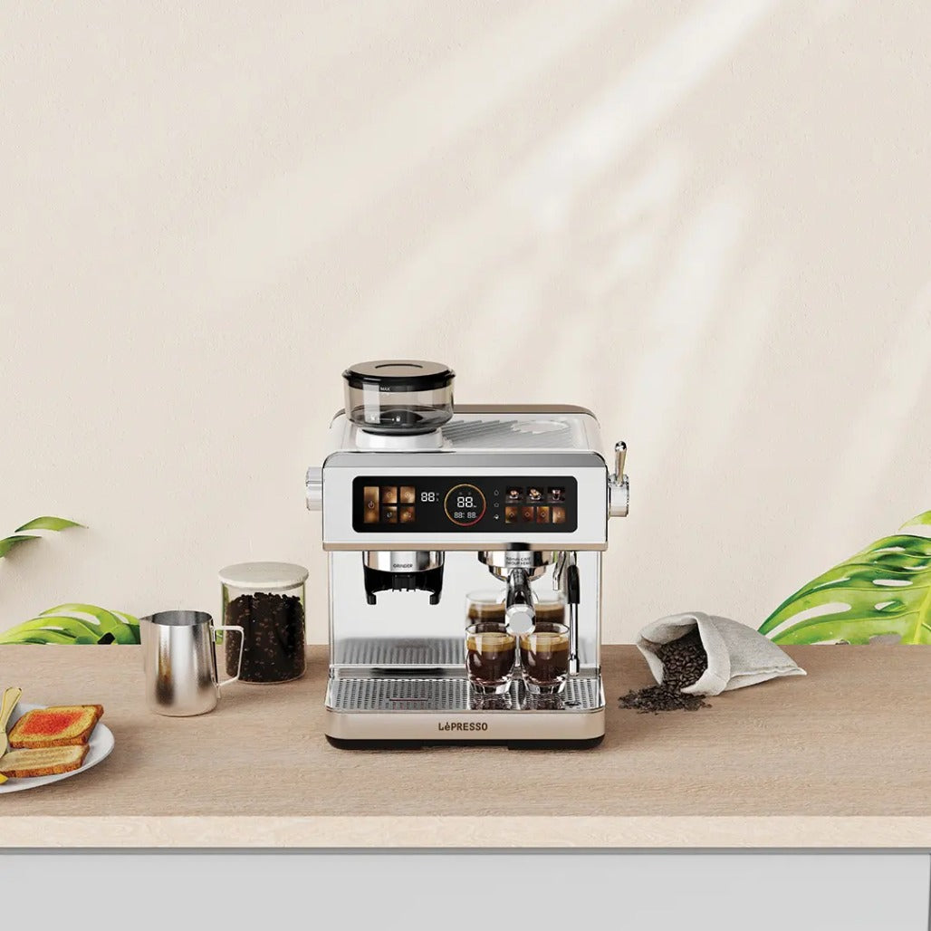 Lepresso Deliziosa Semi-Automatic Coffee Machine with Touch Control Panel - Silver