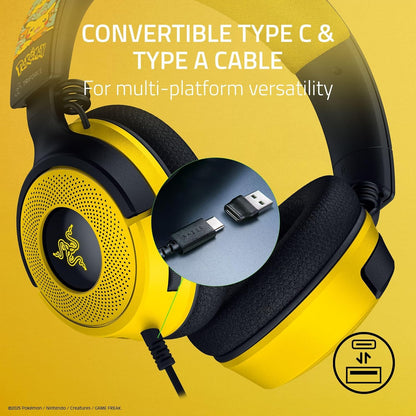 Razer Kraken V4 X Pokémon Kanto Starters Edition - Wired Gaming Headset