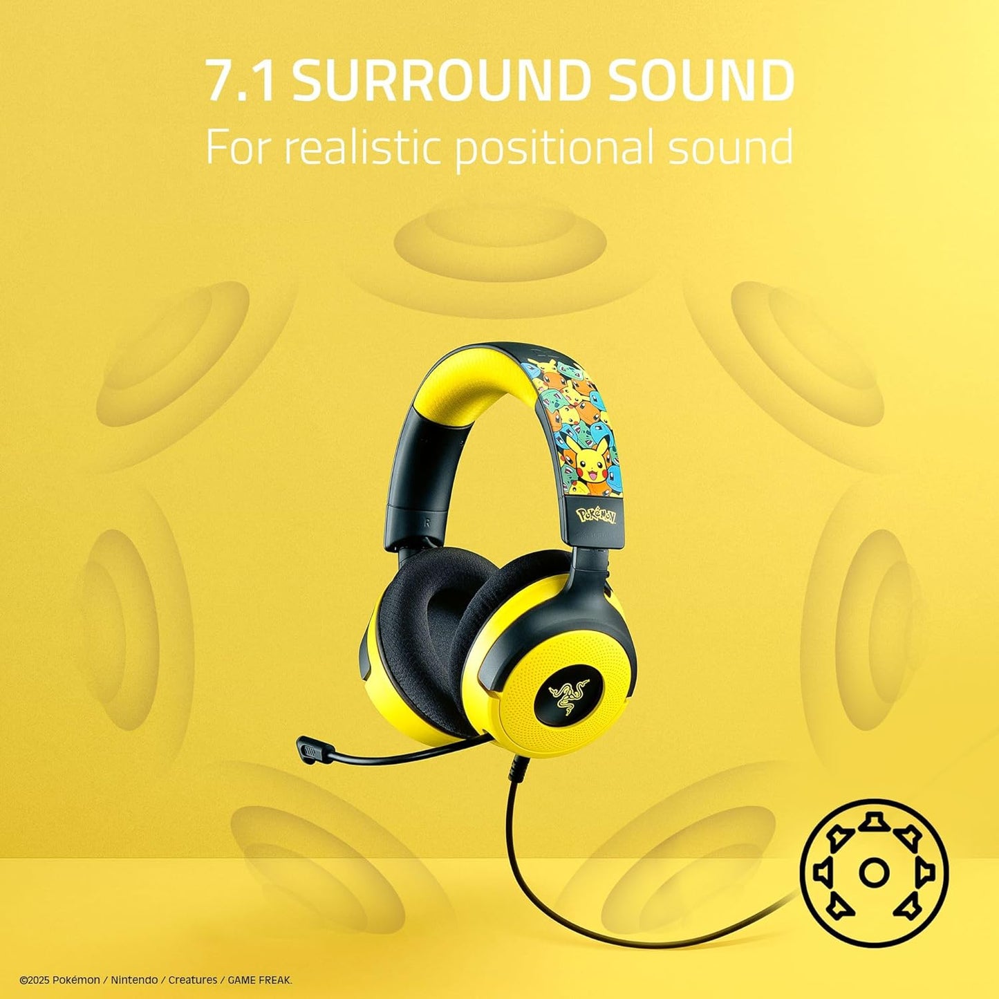 Razer Kraken V4 X Pokémon Kanto Starters Edition - Wired Gaming Headset