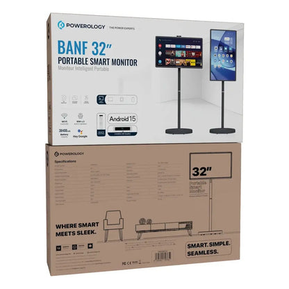 Powerology Banf 32" Portable Smart Monitor - Gray