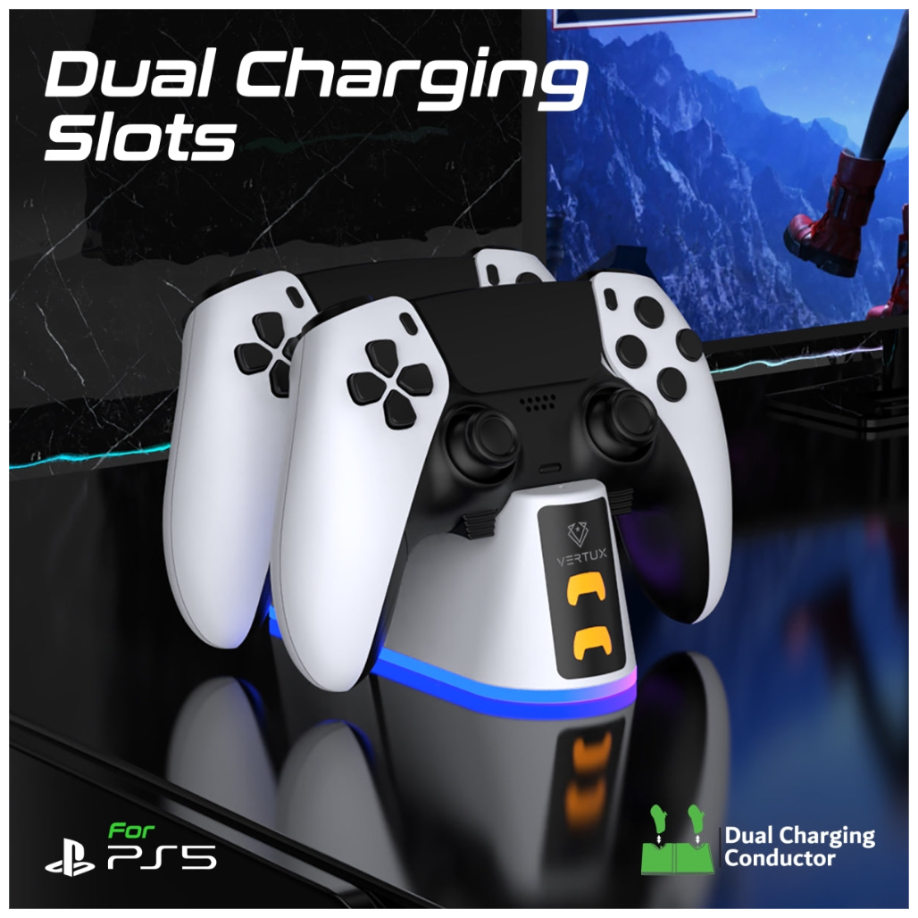 Vertux Duodock-PS5 - 2-in-1 Charging Dock for PS5 DualSense™ Controller