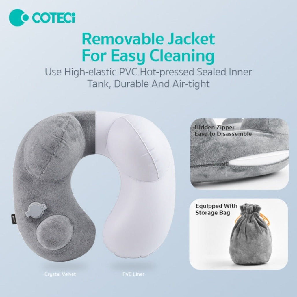 Coteci Portable Foldable U-Shaped Inflatable Airplane Pillow