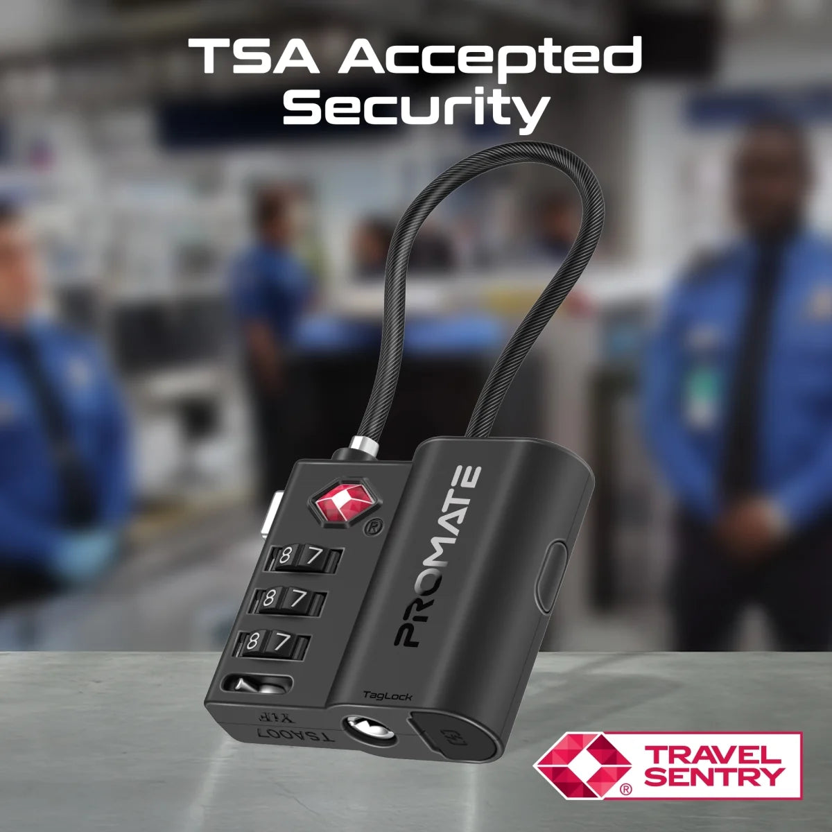 Promate TSA Luggage Lock with Smart Precision Tracking Tag, works with Find My App