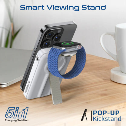 Promate Mavrix-3 Ultra-Compact 3 in 1 MagSafe Compatible Wireless Charging Power Bank