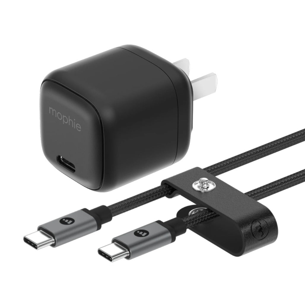 Mophie 30W USB-C GaN Charger + Cable Bundle (30W/GaN, 60W/1M) - Black