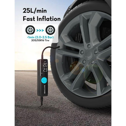 RAVPower Basic 60W Battery Free Air Pump 12-16V Output 25L/Min with Digital LED Display