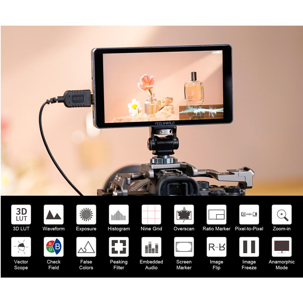 FeelWorld P6XL 6" On-Camera Field Monitor with Built-In Battery