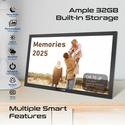Promate 15.6" Vibrant Full HD Smart Multimedia Wi-Fi Digital Photo Frame - Black