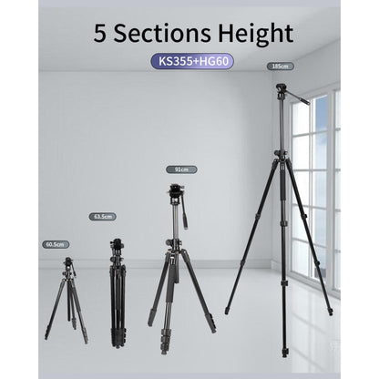 Jmary 2-in-1 Monopod & Horizontal Axis Tripod - KS355+HG60