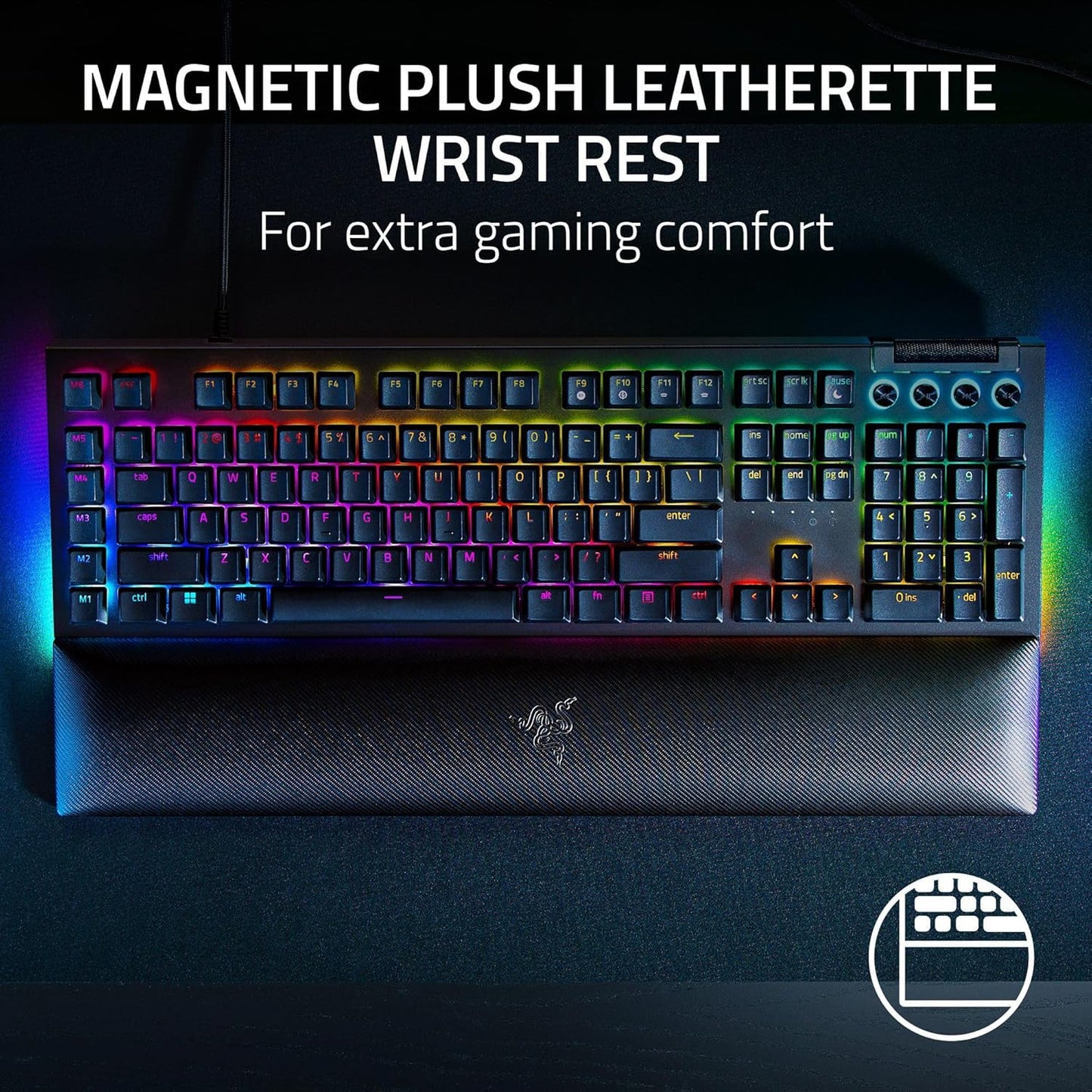 Razer BlackWidow V4 Green Switch - Wired Full-Size Mechanical Gaming Keyboard