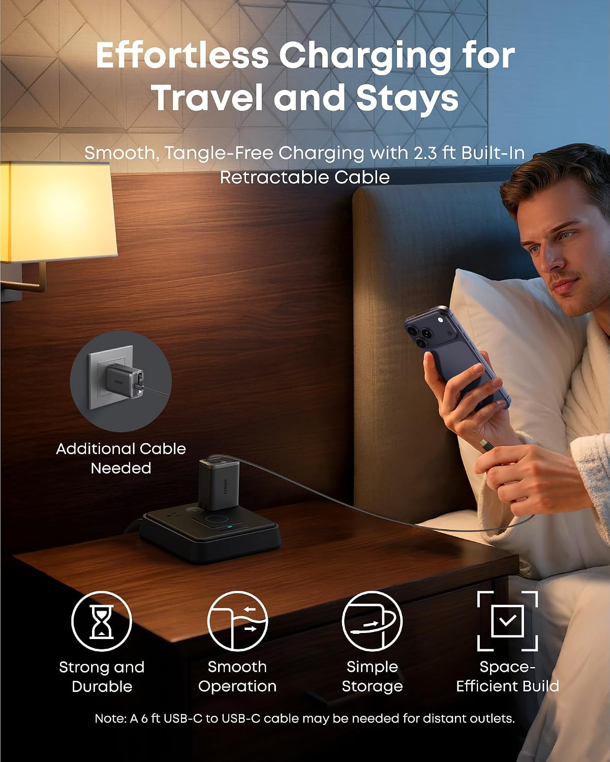 Anker Nano Charger 35W with Built-In Retractable USB-C Cable