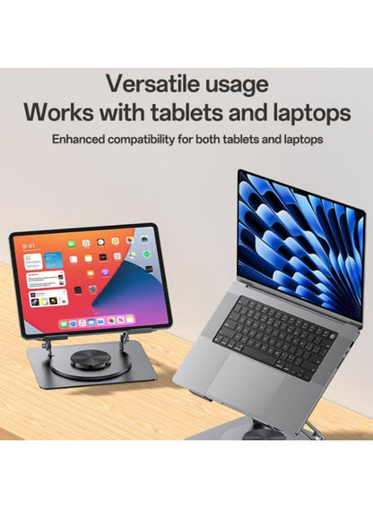 Yesido LP08 360° Rotating Adjustable Metal Laptop Stand - Ergonomic, Foldable Desktop Holder with Heat Dissipation for Laptops & Tablets