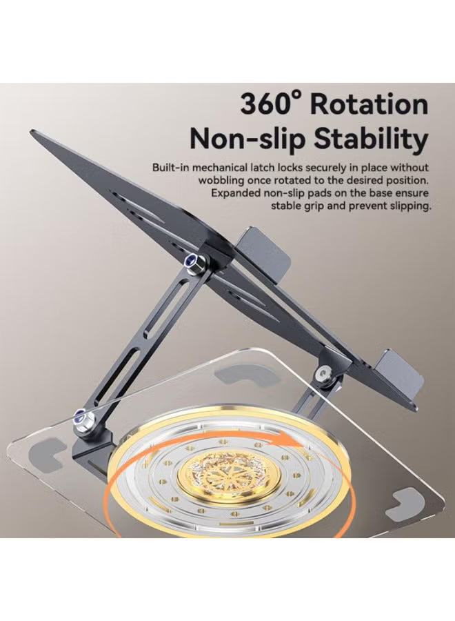 Yesido LP08 360° Rotating Adjustable Metal Laptop Stand - Ergonomic, Foldable Desktop Holder with Heat Dissipation for Laptops & Tablets