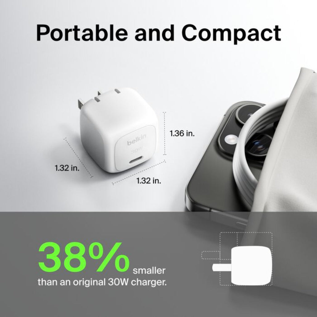 Belkin BoostCharge Compact USB-C Charger 30W + USB-C Cable