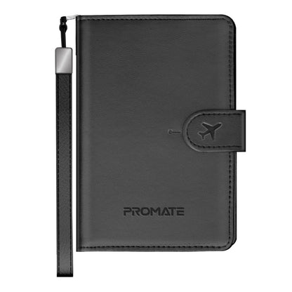 Promate PassMate Anti-Loss Slim Leather Passport Holder with RFID Protection & Smart Tracking