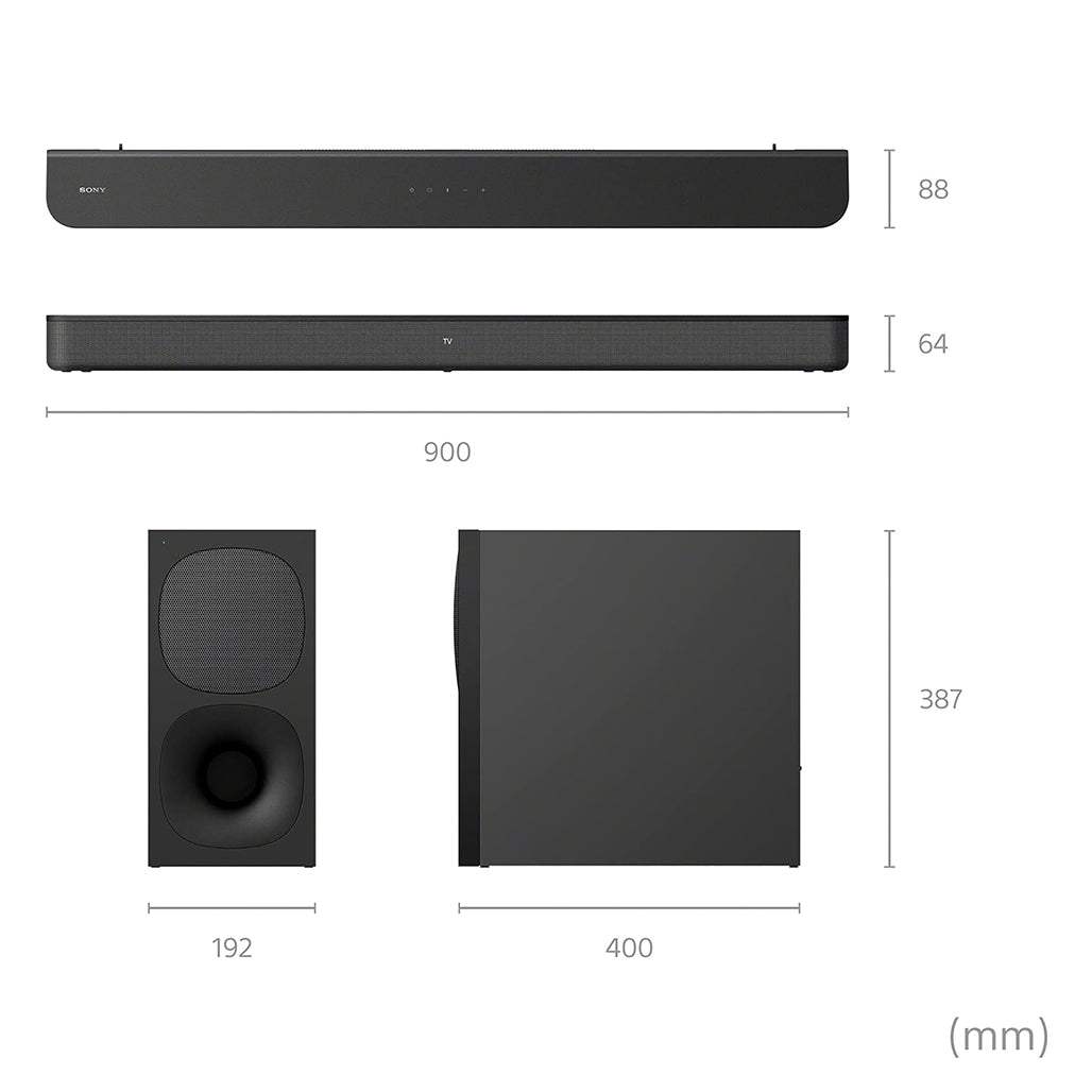 Sony HT-S400 2.1ch Soundbar with Powerful Wireless subwoofer S-Force PRO Front Surround Sound and Dolby Digital