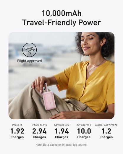 Anker Zolo Power Bank (10K, 30W) with 5.4-Inch Built-In USB-C Cable