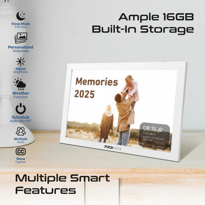 Promate Memoria-10 - 10.1" Vibrant Full HD Smart Multimedia Wi-Fi Digital Photo Frame