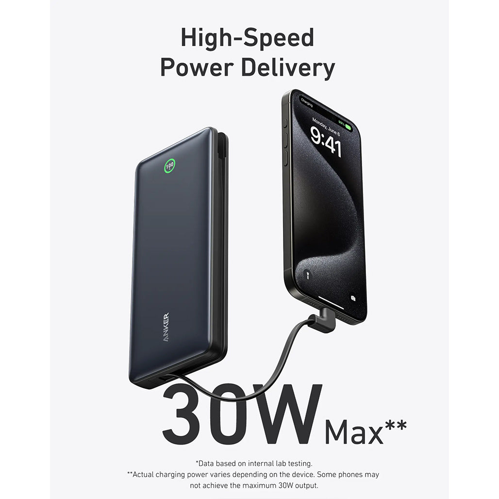 Anker Nano Power Bank 20000mAh 30W Built-In USB-C Cable - A1387H11