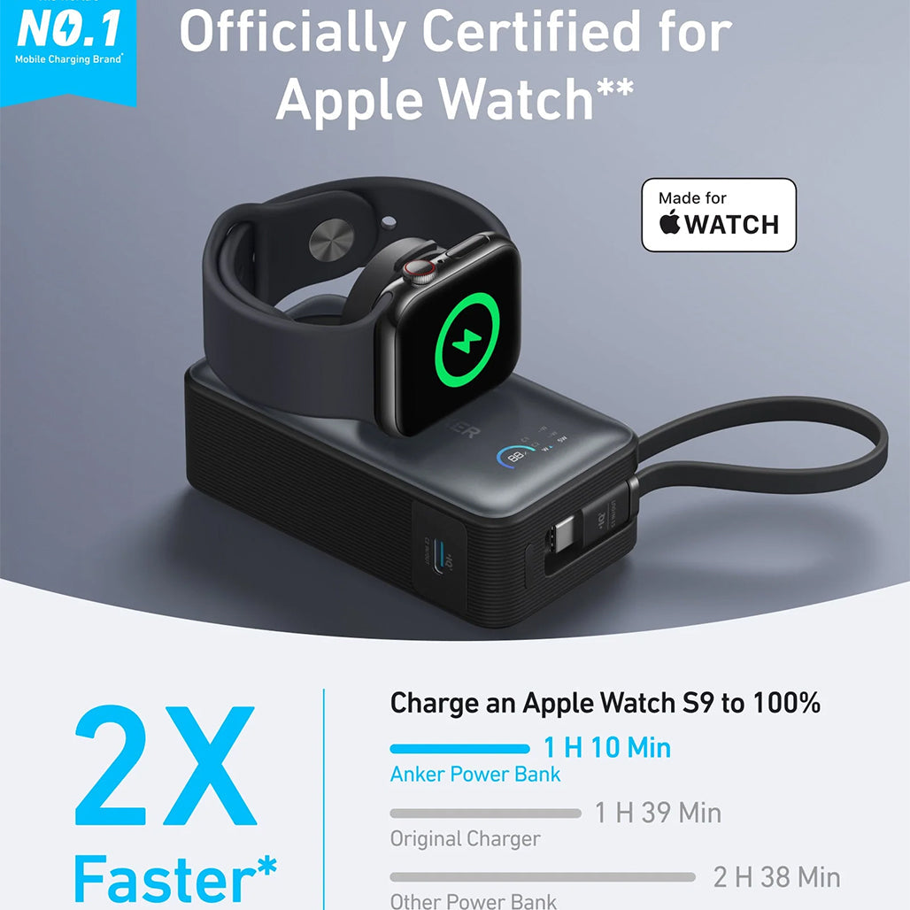 Anker MagGo Power Bank 10K 35W for Apple Watch – Fast, Certified Charging