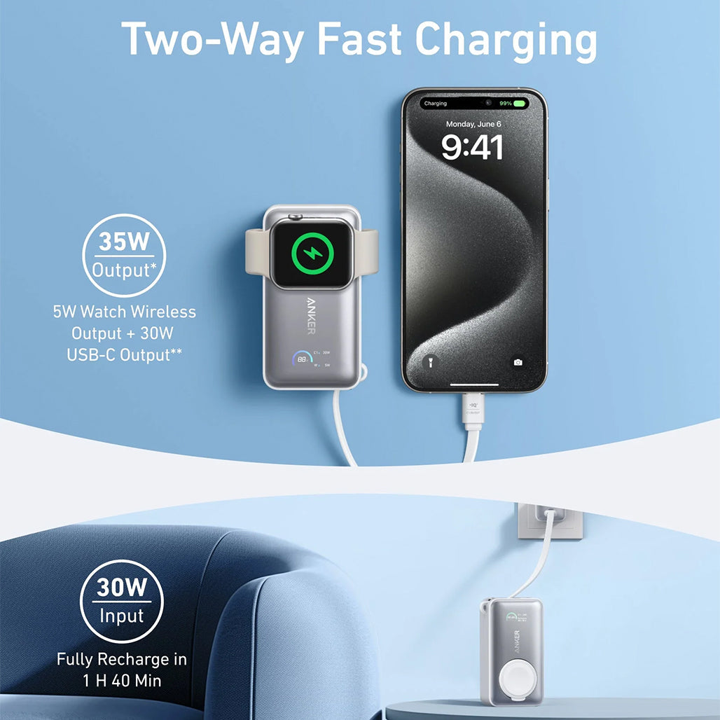 Anker MagGo Power Bank 10K 35W for Apple Watch – Fast, Certified Charging