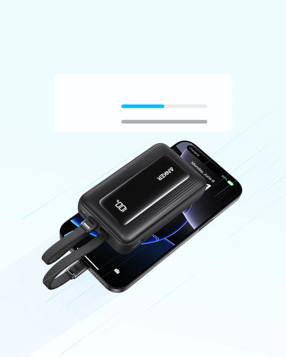 Anker Zolo Power Bank (10K,35W,Built-In Dual USB-C Cables) - A1680H12
