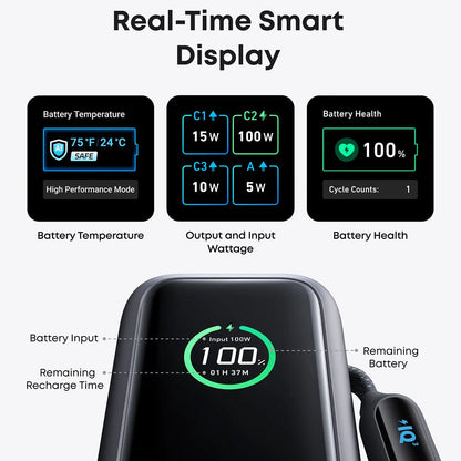 Anker Power Bank 25000mAh 165W Ultra-Fast Portable Charger with Retractable USB-C Cables (Model A1695)