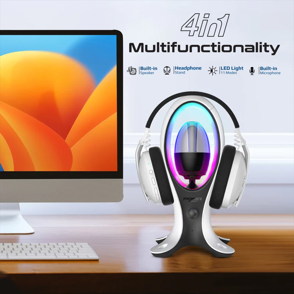 Promate Alpha-X - Dynamic High Fidelity Dual Mode RGB Speaker w/ Headphone Stand & USB Hub