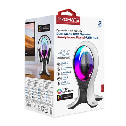 Promate Alpha-X - Dynamic High Fidelity Dual Mode RGB Speaker w/ Headphone Stand & USB Hub