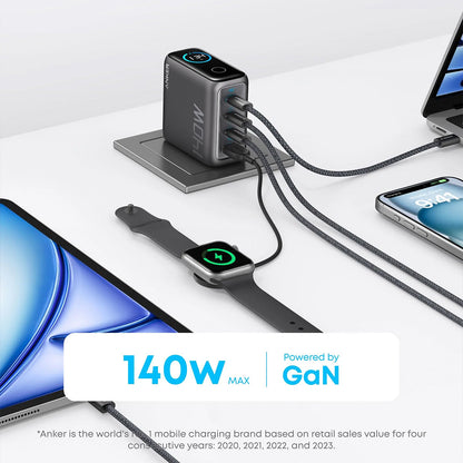 Anker Laptop Charger 140W, 4-Port, PD 3.1 with USB-C Cable