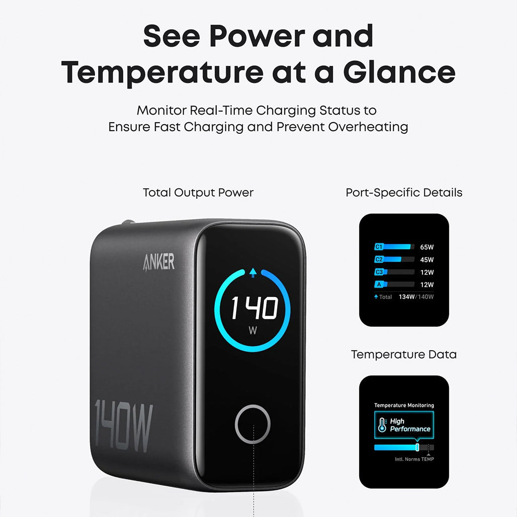 Anker Laptop Charger 140W, 4-Port, PD 3.1 with USB-C Cable