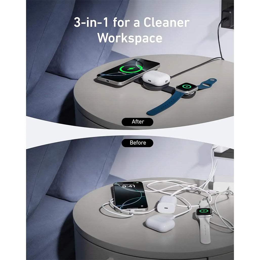 Anker MagGo 3-in-1 Foldable Charging Pad – 15W Qi2 Wireless Charger