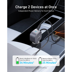 Anker Nano 75W USB-C Car Charger with Built-In Retractable Cable