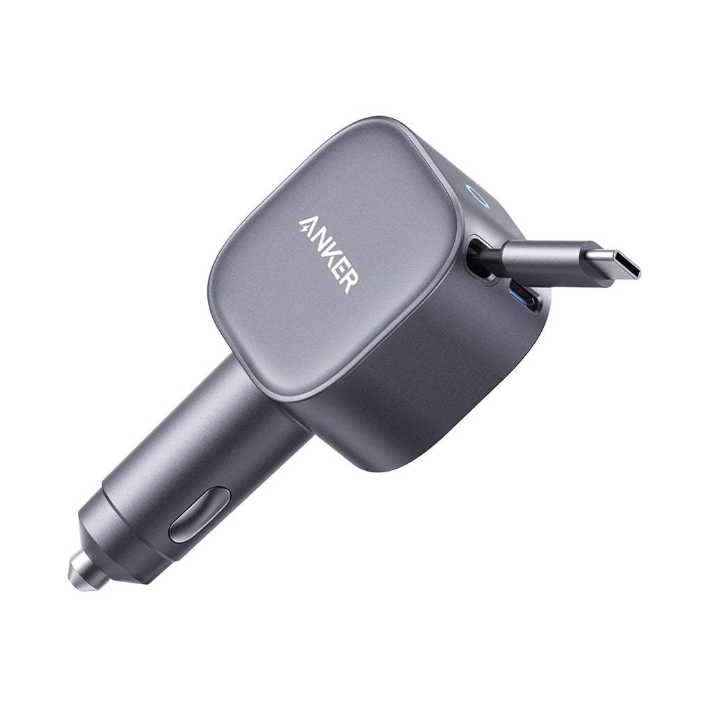 Anker Nano 75W USB-C Car Charger with Built-In Retractable Cable